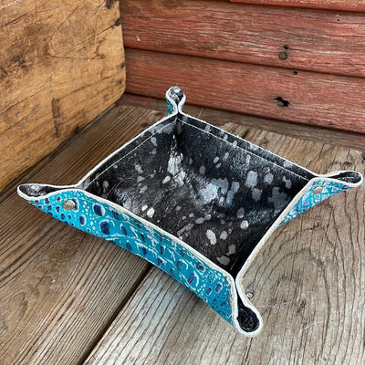 Mini Tray - Silver Acid w/ Glacier Park Croc-Mini Tray-Western-Cowhide-Bags-Handmade-Products-Gifts-Dancing Cactus Designs