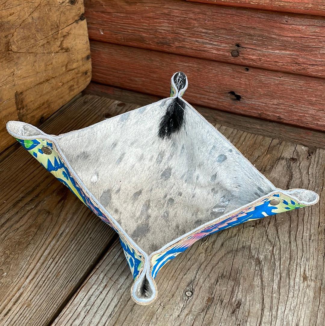 Mini Tray - Silver Acid w/ Neon Trip Aztec-Mini Tray-Western-Cowhide-Bags-Handmade-Products-Gifts-Dancing Cactus Designs