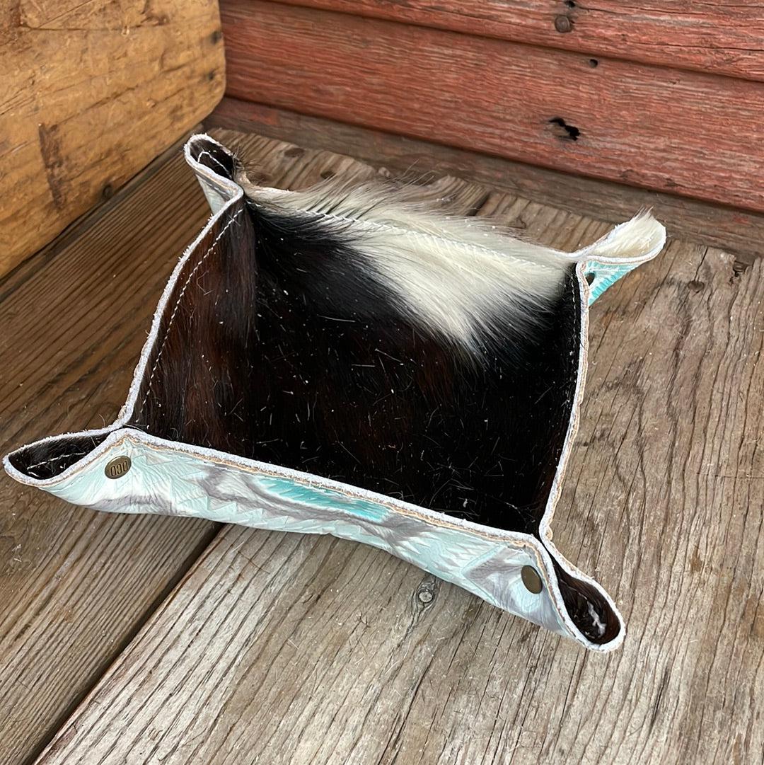 Mini Tray - Tricolor w/ Turquoise Sand Aztec-Mini Tray-Western-Cowhide-Bags-Handmade-Products-Gifts-Dancing Cactus Designs