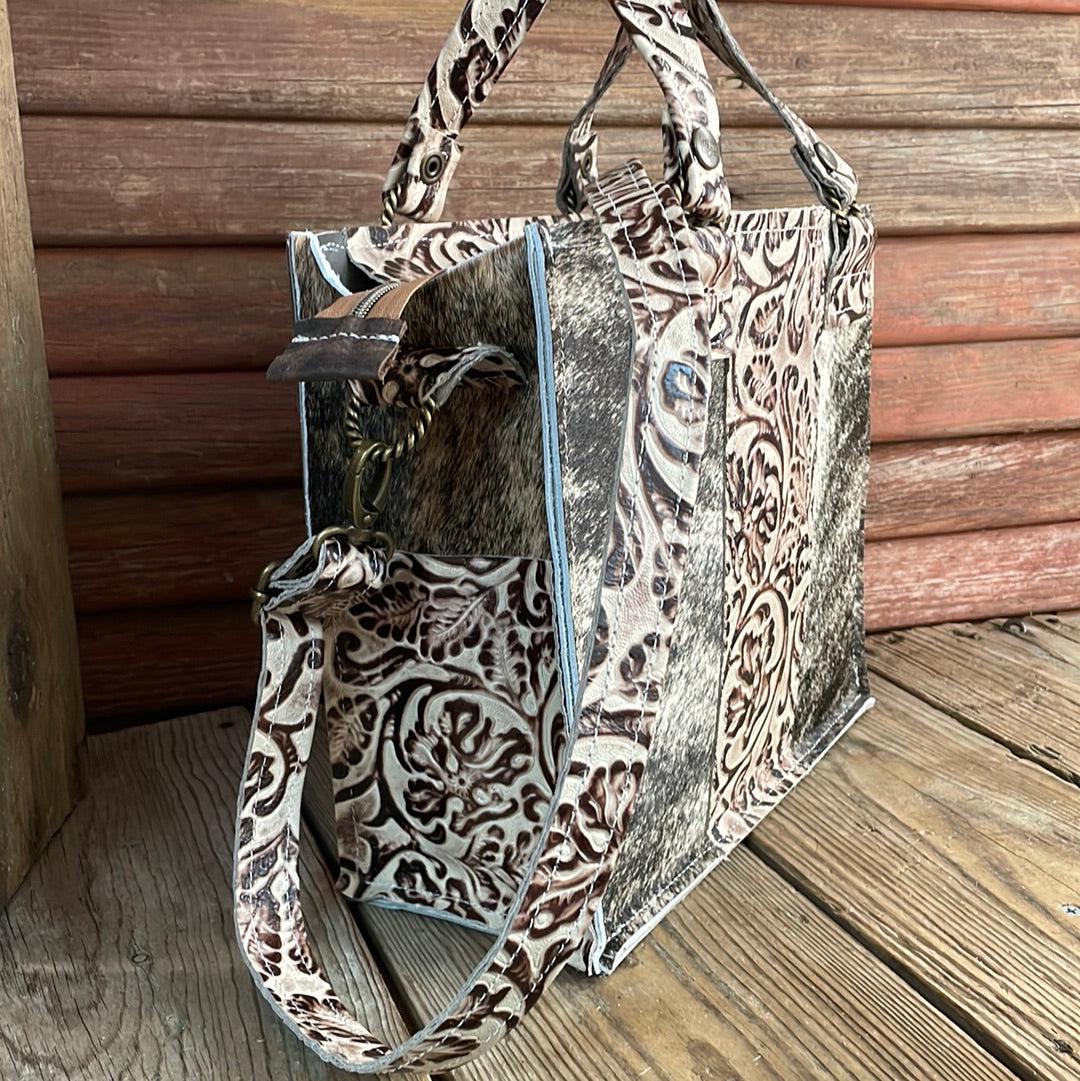 Minnie Pearl - Brindle w/ Ivory Tool-Minnie Pearl-Western-Cowhide-Bags-Handmade-Products-Gifts-Dancing Cactus Designs