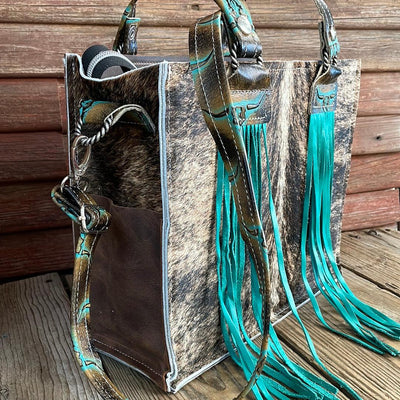 Minnie Pearl - Brindle w/ Patina Skulls-Minnie Pearl-Western-Cowhide-Bags-Handmade-Products-Gifts-Dancing Cactus Designs