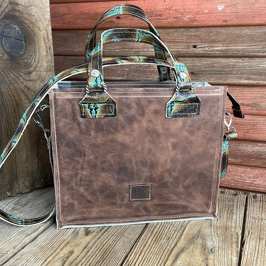 Minnie Pearl - Brindle w/ Patina Skulls-Minnie Pearl-Western-Cowhide-Bags-Handmade-Products-Gifts-Dancing Cactus Designs