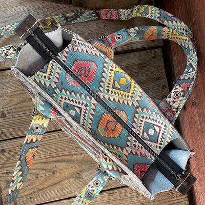 Minnie Pearl - Brindle w/ Rainbow Aztec w/ Armadillo Patch-Minnie Pearl-Western-Cowhide-Bags-Handmade-Products-Gifts-Dancing Cactus Designs