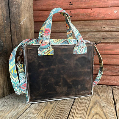 Minnie Pearl - Brindle w/ Rainbow Aztec w/ Armadillo Patch-Minnie Pearl-Western-Cowhide-Bags-Handmade-Products-Gifts-Dancing Cactus Designs