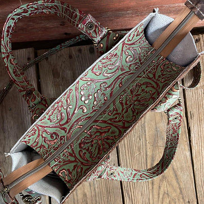 Minnie Pearl - Dark Brindle w/ Cucumber Melon Tool-Minnie Pearl-Western-Cowhide-Bags-Handmade-Products-Gifts-Dancing Cactus Designs