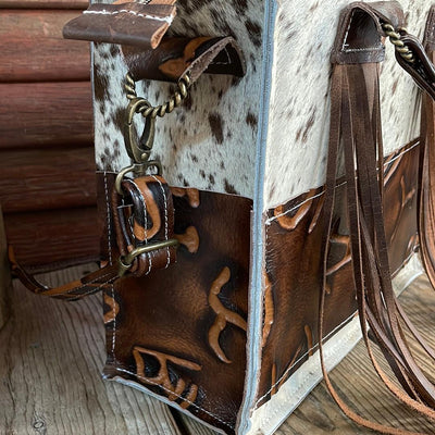 Minnie Pearl - Longhorn w/ Burnt Brands-Minnie Pearl-Western-Cowhide-Bags-Handmade-Products-Gifts-Dancing Cactus Designs