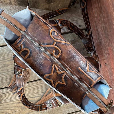 Minnie Pearl - Longhorn w/ Burnt Brands-Minnie Pearl-Western-Cowhide-Bags-Handmade-Products-Gifts-Dancing Cactus Designs