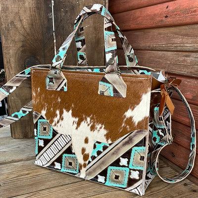 Minnie Pearl - Longhorn w/ Cocoa Navajo-Minnie Pearl-Western-Cowhide-Bags-Handmade-Products-Gifts-Dancing Cactus Designs