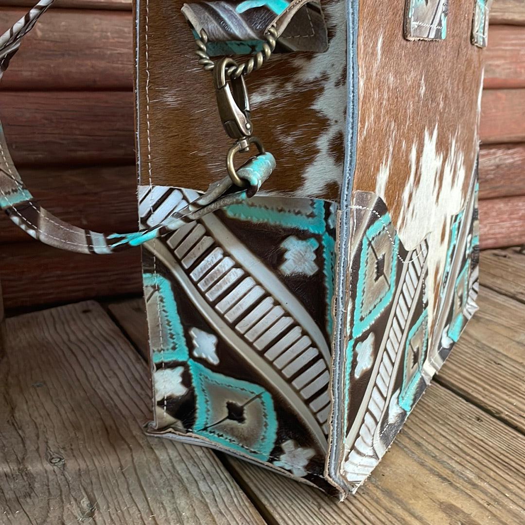 Minnie Pearl - Longhorn w/ Cocoa Navajo-Minnie Pearl-Western-Cowhide-Bags-Handmade-Products-Gifts-Dancing Cactus Designs