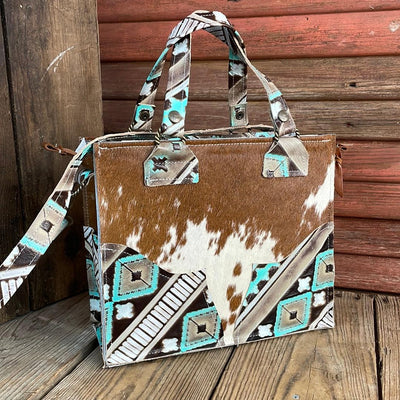 Minnie Pearl - Longhorn w/ Cocoa Navajo-Minnie Pearl-Western-Cowhide-Bags-Handmade-Products-Gifts-Dancing Cactus Designs