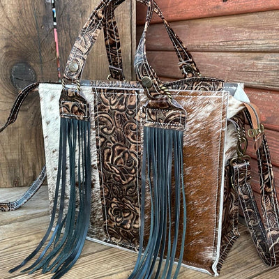 Minnie Pearl - Longhorn w/ Deadwood Roses-Minnie Pearl-Western-Cowhide-Bags-Handmade-Products-Gifts-Dancing Cactus Designs