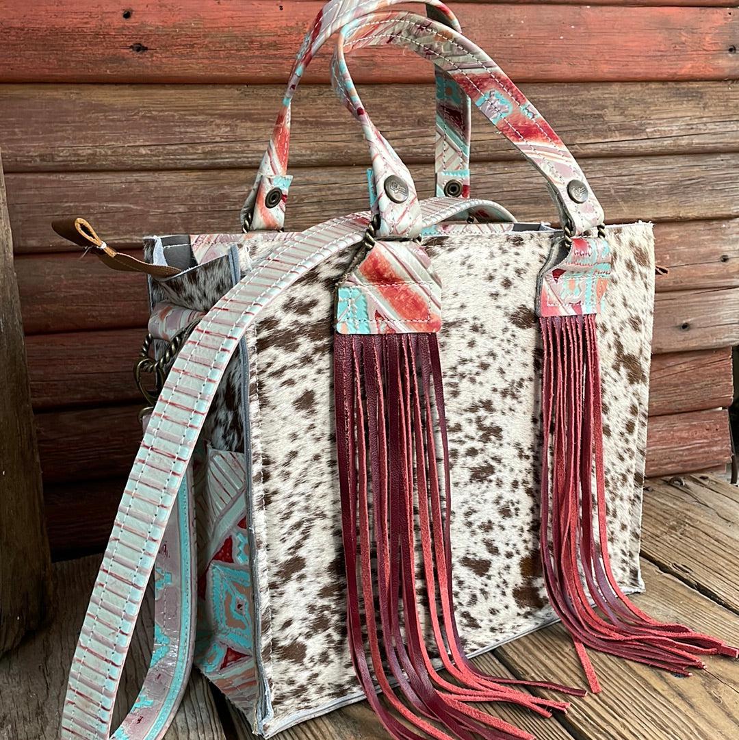 Minnie Pearl - Longhorn w/ Fiesta Navajo-Minnie Pearl-Western-Cowhide-Bags-Handmade-Products-Gifts-Dancing Cactus Designs
