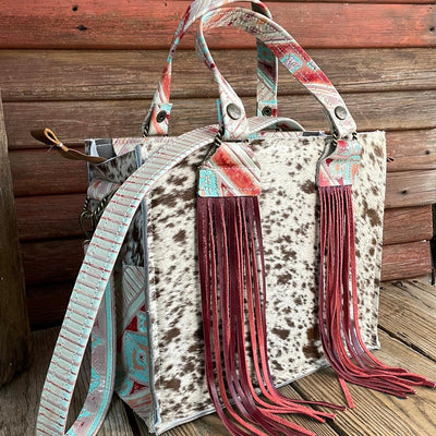 Minnie Pearl - Longhorn w/ Fiesta Navajo-Minnie Pearl-Western-Cowhide-Bags-Handmade-Products-Gifts-Dancing Cactus Designs