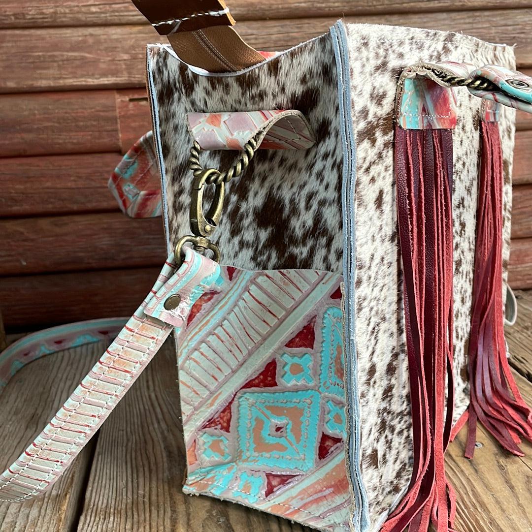 Minnie Pearl - Longhorn w/ Fiesta Navajo-Minnie Pearl-Western-Cowhide-Bags-Handmade-Products-Gifts-Dancing Cactus Designs