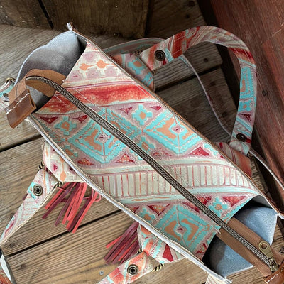Minnie Pearl - Longhorn w/ Fiesta Navajo-Minnie Pearl-Western-Cowhide-Bags-Handmade-Products-Gifts-Dancing Cactus Designs