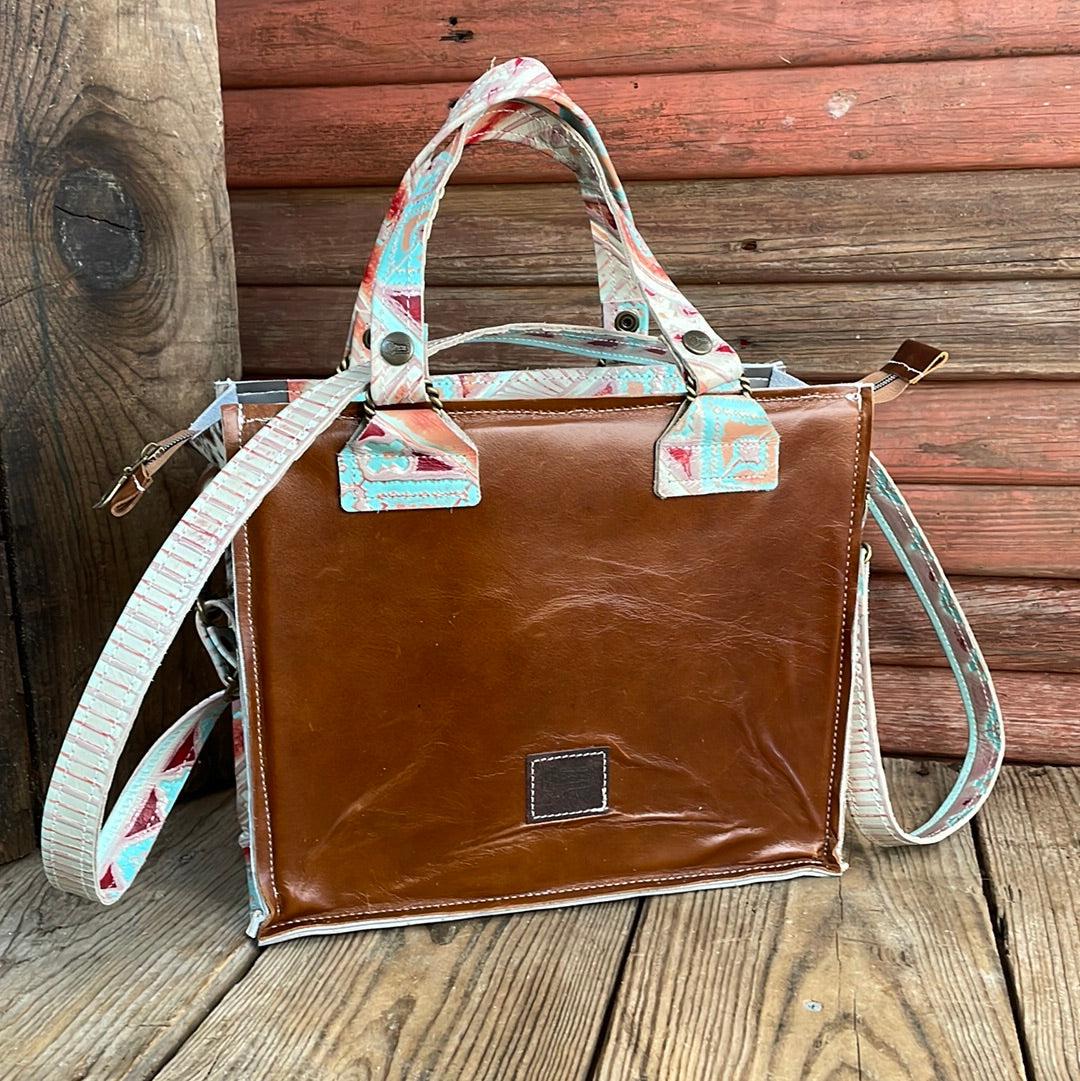 Minnie Pearl - Longhorn w/ Fiesta Navajo-Minnie Pearl-Western-Cowhide-Bags-Handmade-Products-Gifts-Dancing Cactus Designs