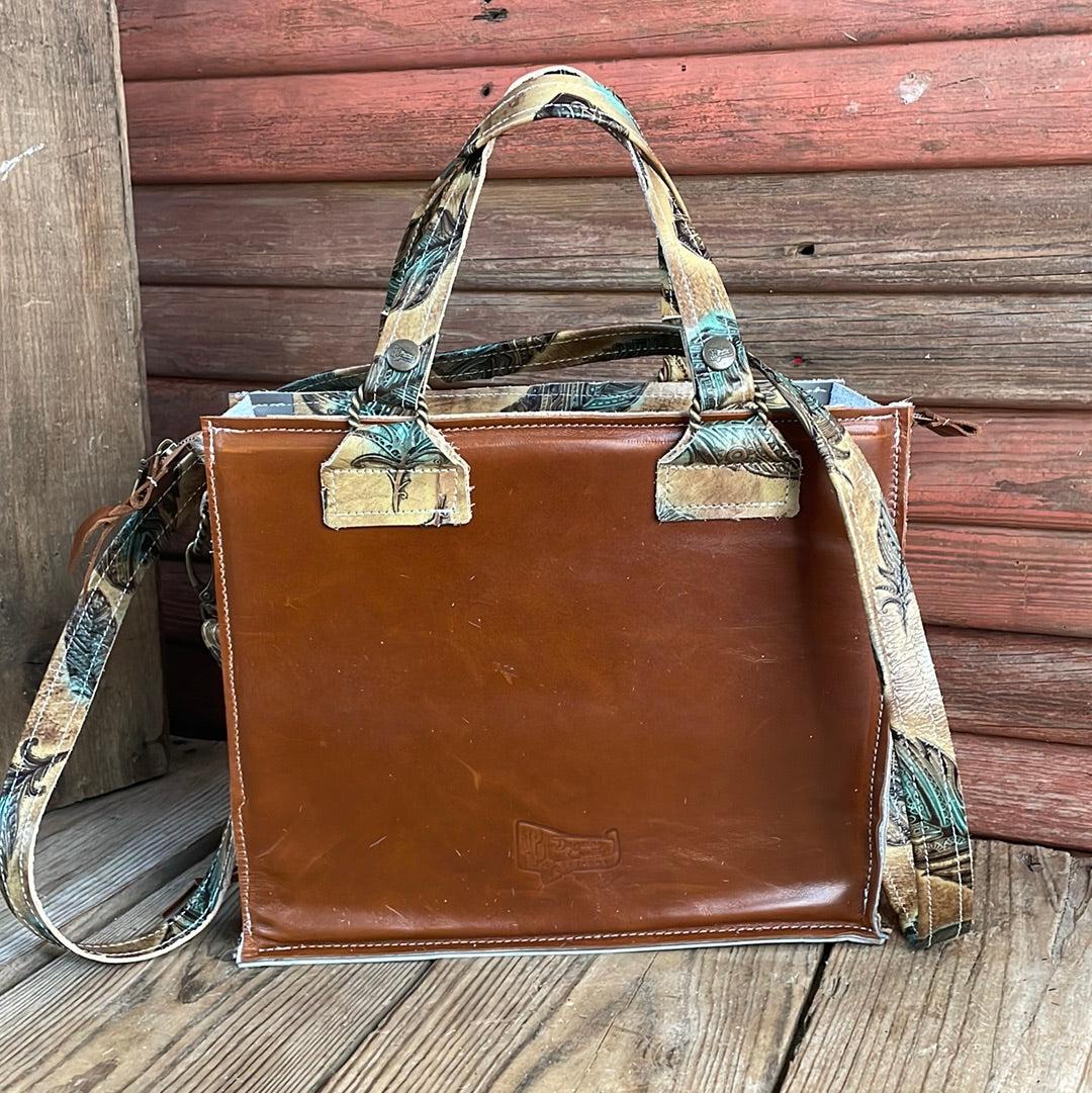 Minnie Pearl - Longhorn w/ Sepia Feathers w/ Concho-Minnie Pearl-Western-Cowhide-Bags-Handmade-Products-Gifts-Dancing Cactus Designs