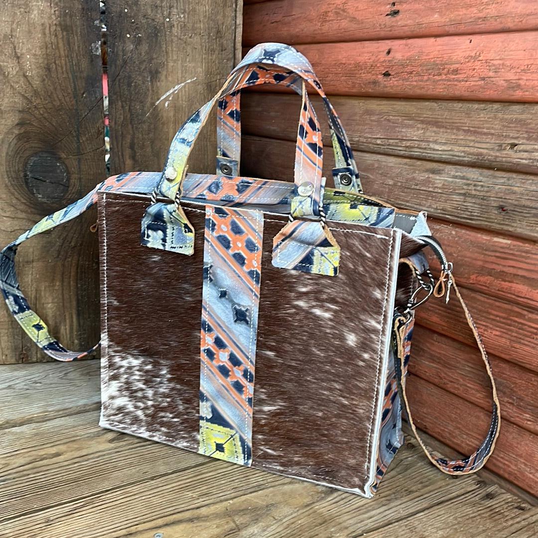 Minnie Pearl - Longhorn w/ Teton Sundown Navajo-Minnie Pearl-Western-Cowhide-Bags-Handmade-Products-Gifts-Dancing Cactus Designs
