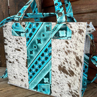 Minnie Pearl - Longhorn w/ Turquoise Matrix Navajo-Minnie Pearl-Western-Cowhide-Bags-Handmade-Products-Gifts-Dancing Cactus Designs