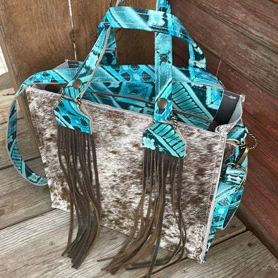 Minnie Pearl - Longhorn w/ Turquoise Matrix Navajo-Minnie Pearl-Western-Cowhide-Bags-Handmade-Products-Gifts-Dancing Cactus Designs