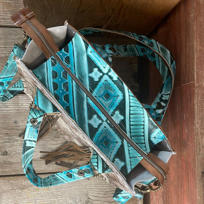 Minnie Pearl - Longhorn w/ Turquoise Matrix Navajo-Minnie Pearl-Western-Cowhide-Bags-Handmade-Products-Gifts-Dancing Cactus Designs