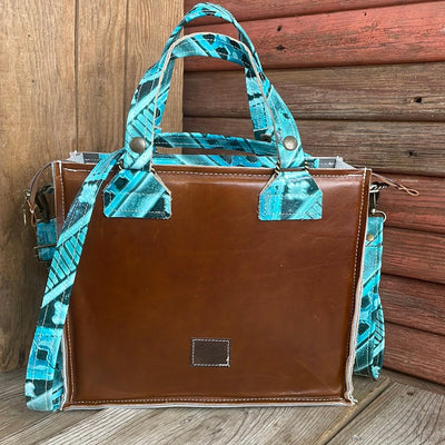 Minnie Pearl - Longhorn w/ Turquoise Matrix Navajo-Minnie Pearl-Western-Cowhide-Bags-Handmade-Products-Gifts-Dancing Cactus Designs