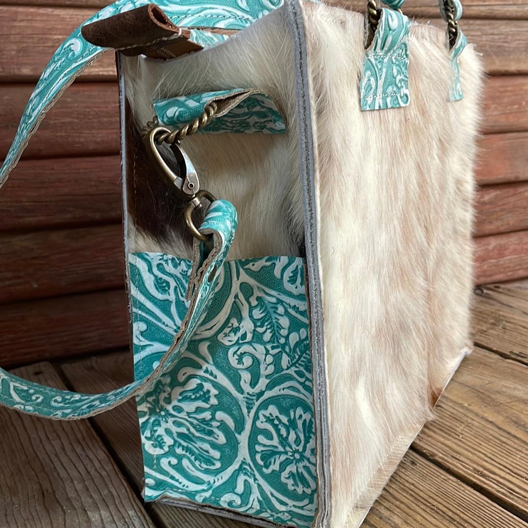 Minnie Pearl - Longhorn w/ Turquoise Sand Tool-Minnie Pearl-Western-Cowhide-Bags-Handmade-Products-Gifts-Dancing Cactus Designs