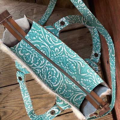 Minnie Pearl - Longhorn w/ Turquoise Sand Tool-Minnie Pearl-Western-Cowhide-Bags-Handmade-Products-Gifts-Dancing Cactus Designs