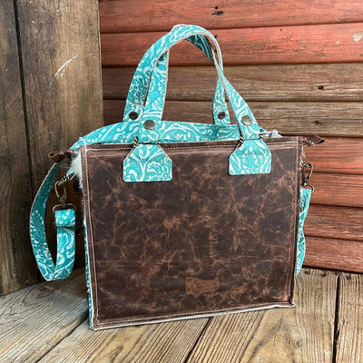 Minnie Pearl - Longhorn w/ Turquoise Sand Tool-Minnie Pearl-Western-Cowhide-Bags-Handmade-Products-Gifts-Dancing Cactus Designs