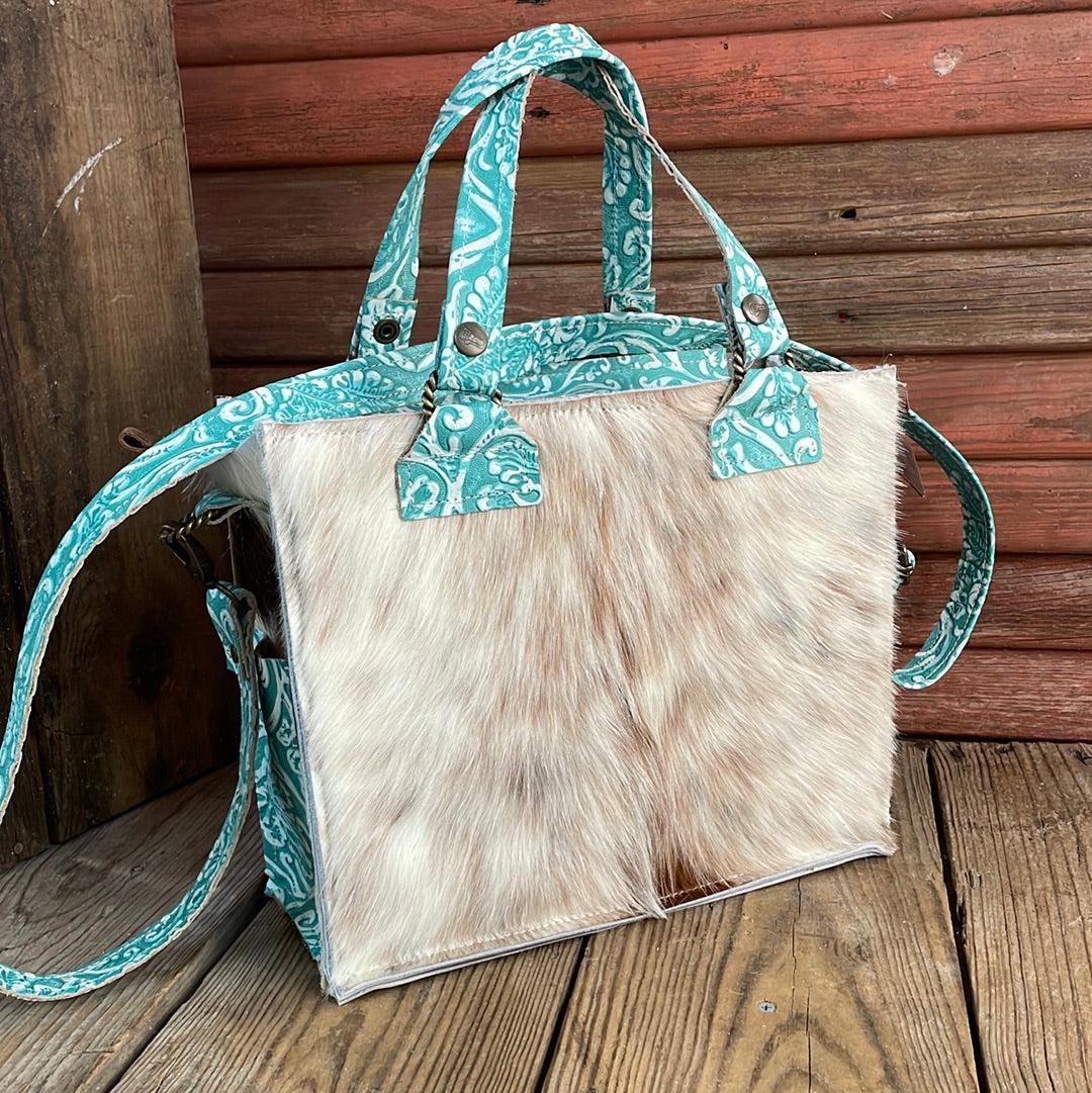 Minnie Pearl - Longhorn w/ Turquoise Sand Tool-Minnie Pearl-Western-Cowhide-Bags-Handmade-Products-Gifts-Dancing Cactus Designs