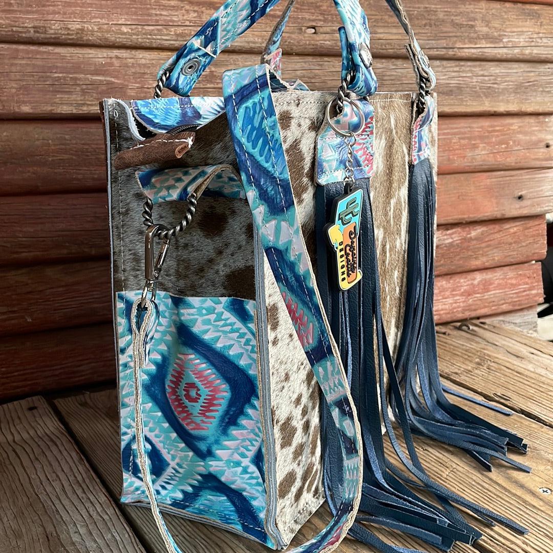 Minnie Pearl - Oil Spot w/ Tucson Sundown Aztec-Minnie Pearl-Western-Cowhide-Bags-Handmade-Products-Gifts-Dancing Cactus Designs