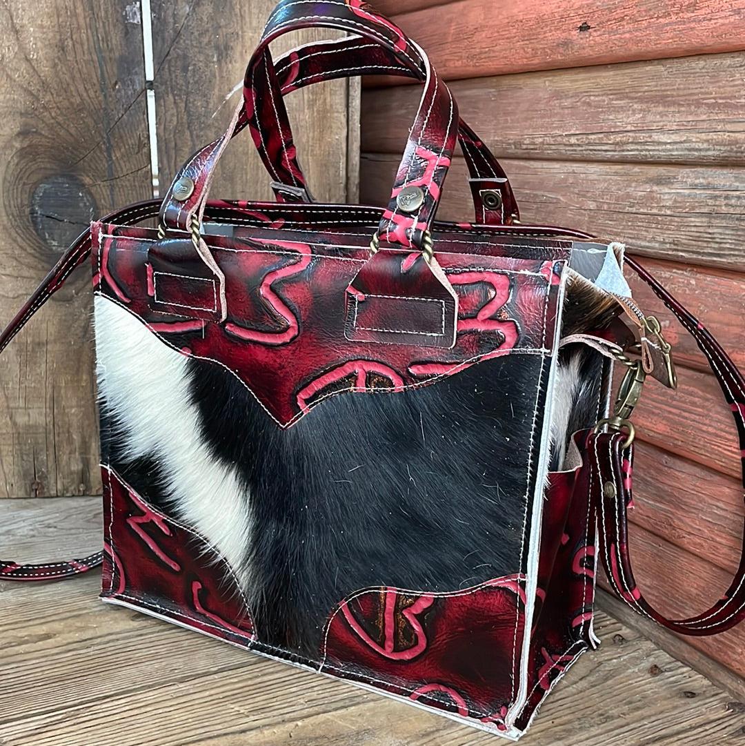 Minnie Pearl - Tricolor w/ Red Brands-Minnie Pearl-Western-Cowhide-Bags-Handmade-Products-Gifts-Dancing Cactus Designs