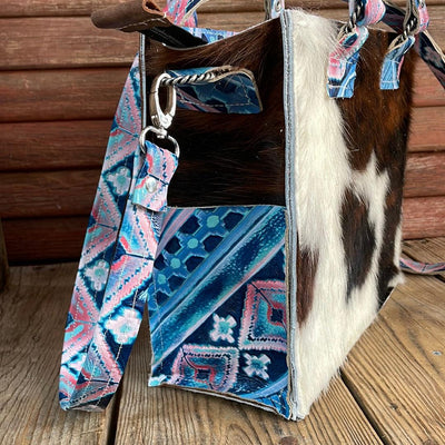 Minnie Pearl - Tricolor w/ Tucson Sundown Navajo-Minnie Pearl-Western-Cowhide-Bags-Handmade-Products-Gifts-Dancing Cactus Designs