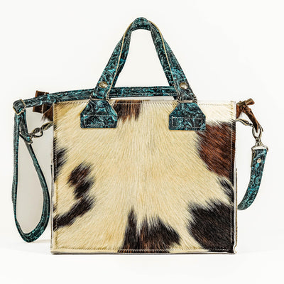 Minnie Pearl - Tricolor w/ Turquoise Wildflower Tool-Minnie Pearl-Western-Cowhide-Bags-Handmade-Products-Gifts-Dancing Cactus Designs