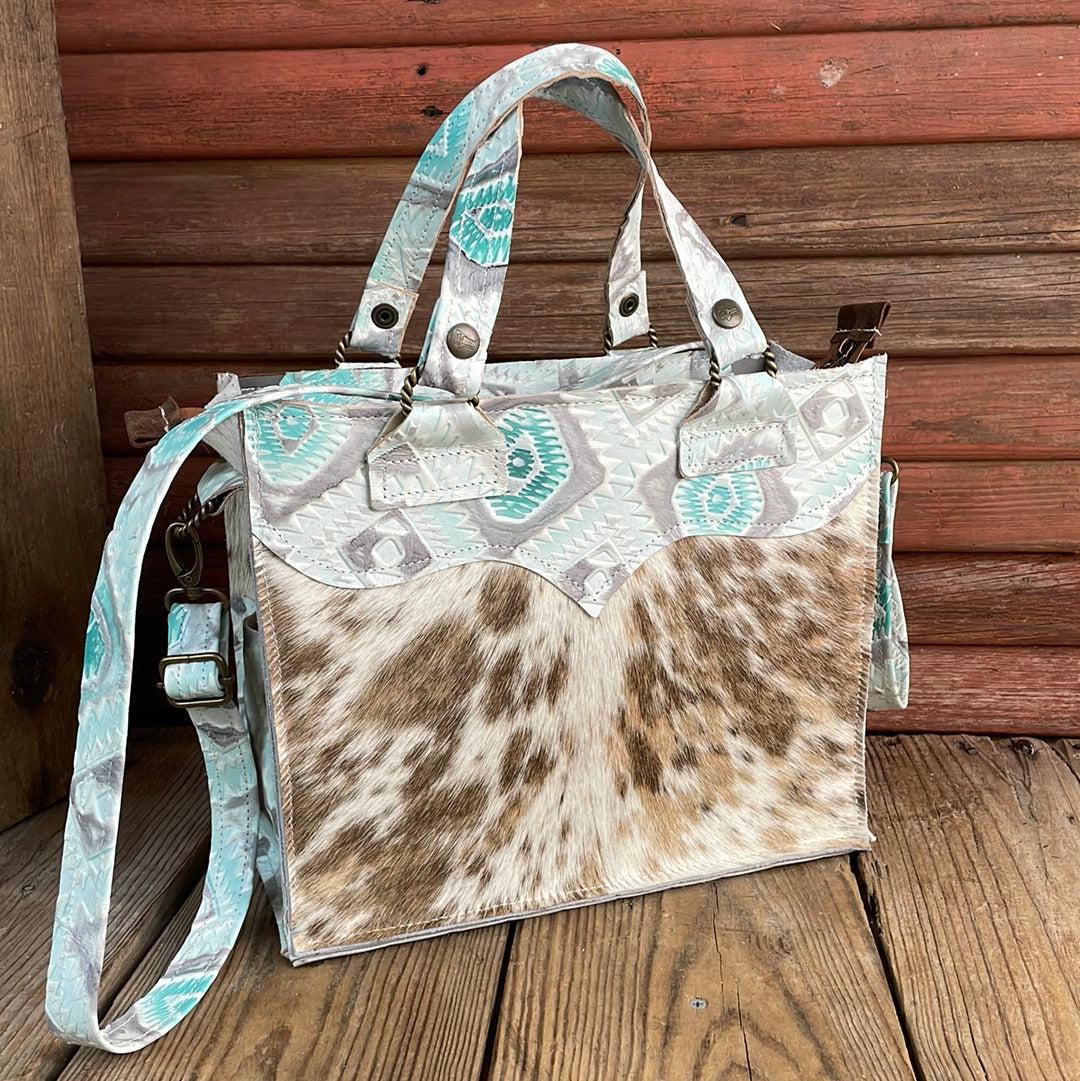 Minnie Pearl - Unicorn w/ Turquoise Sand Aztec-Minnie Pearl-Western-Cowhide-Bags-Handmade-Products-Gifts-Dancing Cactus Designs