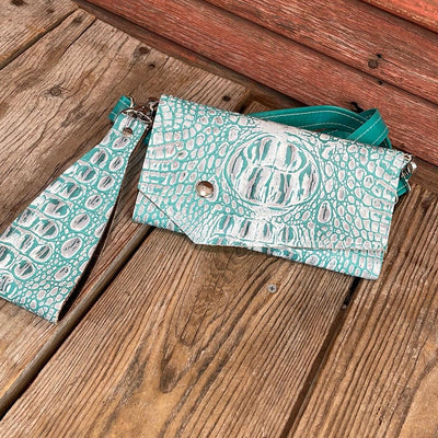 Miranda - w/ Turquoise Sand Croc & Silver Hardware-Miranda-Western-Cowhide-Bags-Handmade-Products-Gifts-Dancing Cactus Designs