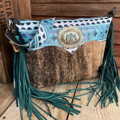 Oakley - Brindle w/ Glacier Park Navajo w/ Firebird Concho-Oakley-Western-Cowhide-Bags-Handmade-Products-Gifts-Dancing Cactus Designs