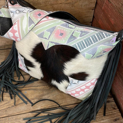 Oakley - Tricolor w/ Watermelon Wine-Oakley-Western-Cowhide-Bags-Handmade-Products-Gifts-Dancing Cactus Designs
