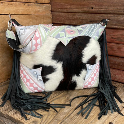 Oakley - Tricolor w/ Watermelon Wine-Oakley-Western-Cowhide-Bags-Handmade-Products-Gifts-Dancing Cactus Designs