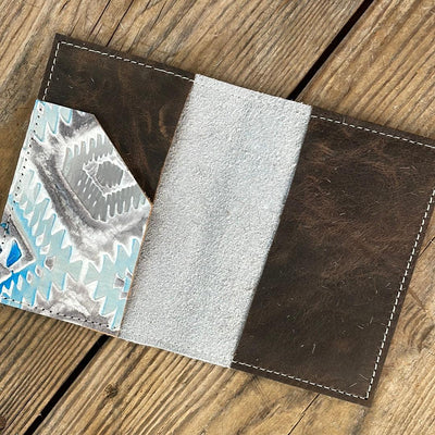 Passport Cover - Longhorn w/ Rocky Mountain Aztec-Passport Cover-Western-Cowhide-Bags-Handmade-Products-Gifts-Dancing Cactus Designs