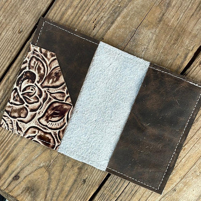 Passport Cover - Tricolor w/ Ivory Rose-Passport Cover-Western-Cowhide-Bags-Handmade-Products-Gifts-Dancing Cactus Designs