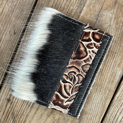 Passport Cover - Tricolor w/ Ivory Rose-Passport Cover-Western-Cowhide-Bags-Handmade-Products-Gifts-Dancing Cactus Designs