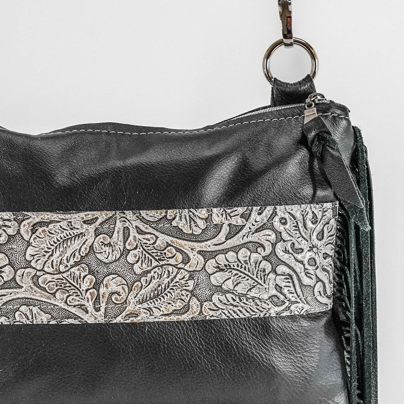 Patsy - Black Leather w/ Sterling Tool-Patsy-Western-Cowhide-Bags-Handmade-Products-Gifts-Dancing Cactus Designs