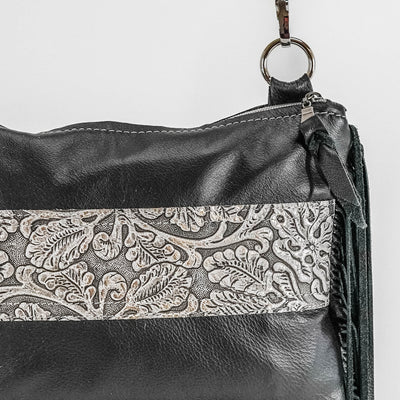 Patsy - Black Leather w/ Sterling Tool-Patsy-Western-Cowhide-Bags-Handmade-Products-Gifts-Dancing Cactus Designs