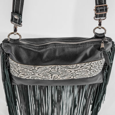 Patsy - Black Leather w/ Sterling Tool-Patsy-Western-Cowhide-Bags-Handmade-Products-Gifts-Dancing Cactus Designs