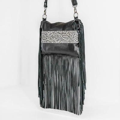 Patsy - Black Leather w/ Sterling Tool-Patsy-Western-Cowhide-Bags-Handmade-Products-Gifts-Dancing Cactus Designs