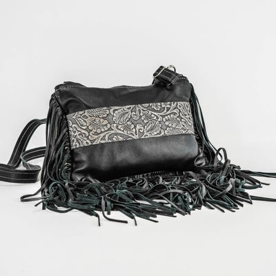 Patsy - Black Leather w/ Sterling Tool-Patsy-Western-Cowhide-Bags-Handmade-Products-Gifts-Dancing Cactus Designs