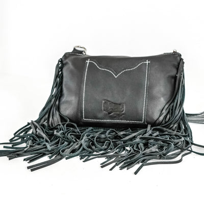 Patsy - Black Leather w/ Sterling Tool-Patsy-Western-Cowhide-Bags-Handmade-Products-Gifts-Dancing Cactus Designs