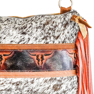 Patsy - Black & White Speckled w/ Fire Skulls-Patsy-Western-Cowhide-Bags-Handmade-Products-Gifts-Dancing Cactus Designs