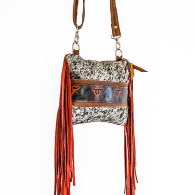 Patsy - Black & White Speckled w/ Fire Skulls-Patsy-Western-Cowhide-Bags-Handmade-Products-Gifts-Dancing Cactus Designs